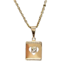 Colar com Pingente Corao Semi Joia Banhado a Ouro 18K