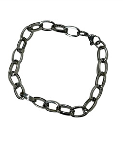 Pulseira Ao Inox Prateada Elos 22cm