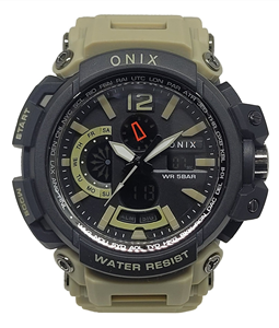 Relgio Masculino Onix AnaDigi OX124 Bege e Preto