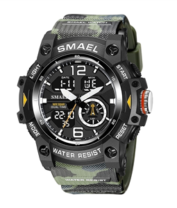 Relgio Masculino Smael AnaDigi 8007 Verde Camuflado e Preto