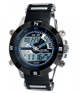 Relgio Masculino Weide AnaDigi Esporte WH-1104 Preto, Prata e Azul