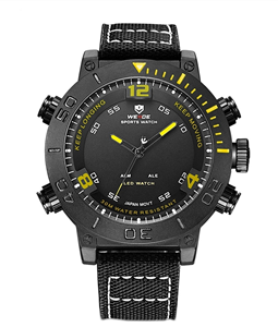 Relgio Masculino Weide AnaDigi WH6103B Preto e Amarelo